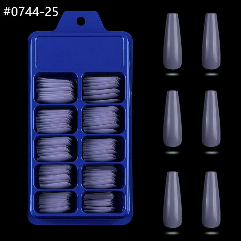 Lamemoria 100/500pcs/opp/box Fake Nails Coffin Nail Tips Press on Nails Natural Clear Long Ballerina DIY False Nail Full Cover-Nail Inspo
