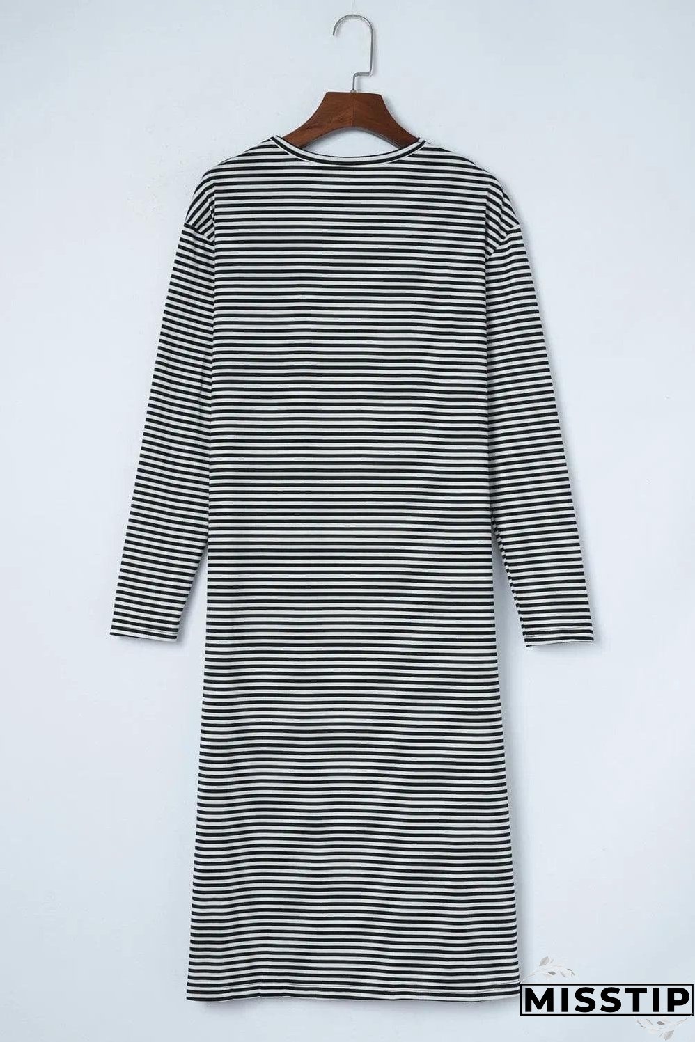 Stripe Open Front Long Cardigan