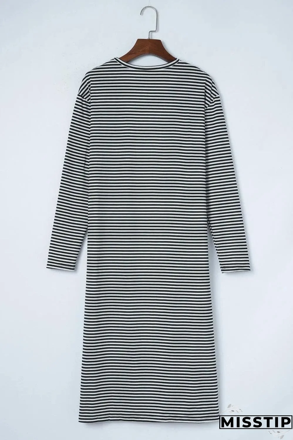 Stripe Open Front Long Cardigan