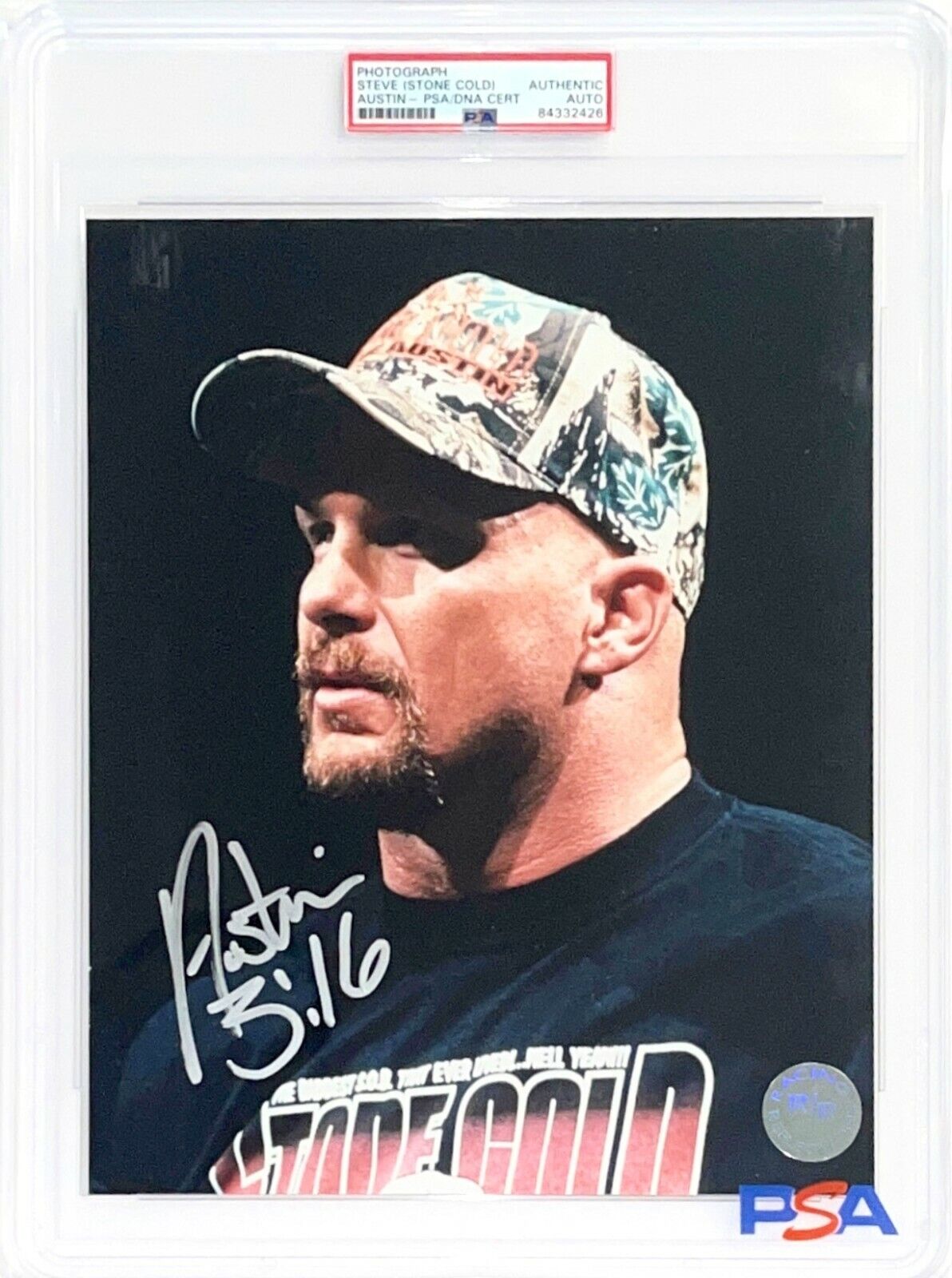 WWE STONE COLD HAND SIGNED AUSTIN 316 8X10 Photo Poster painting ENCAPSULATED BY PSA COA 2 RARE