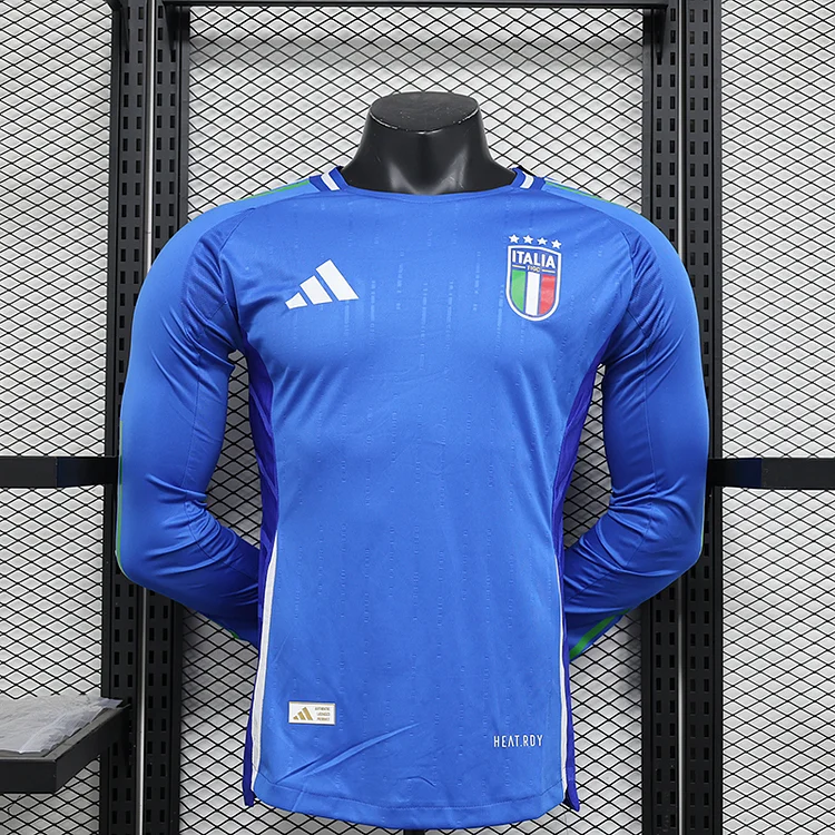 2024 Player Edition Italy Home Long Sleeve Football Jersey