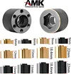 AMK 4pcs Brass Wheel Weights 9mm Wheel Hex Hub Widen Adapter for 1/10 RC Crawler 1.9in/2.2in Wheels Rim Axial SCX10 TRX4 Counterweight