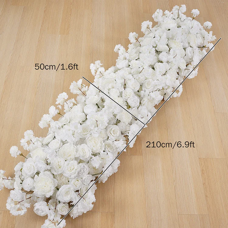 A7880 Cream White Rose Flower Row Runner Decor Wedding Background Arch