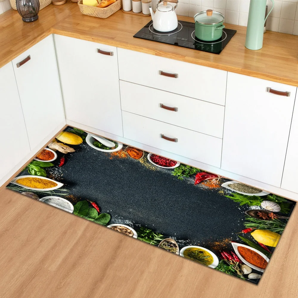 Kitchen Mat Entrance Doormat Printing Pattern Home Bathroom Children Floor Anti-Slip Carpet Bedroom Hallway Balcony Decor Rugs