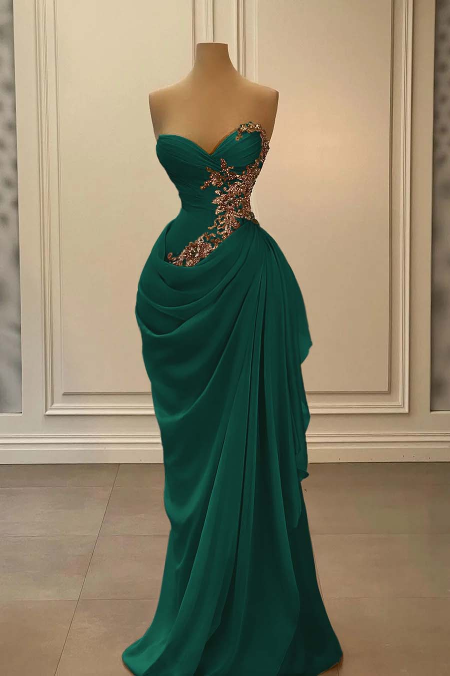 Hidais Strapless Sleeveless Long Mermaid Prom Dress With Appliques 