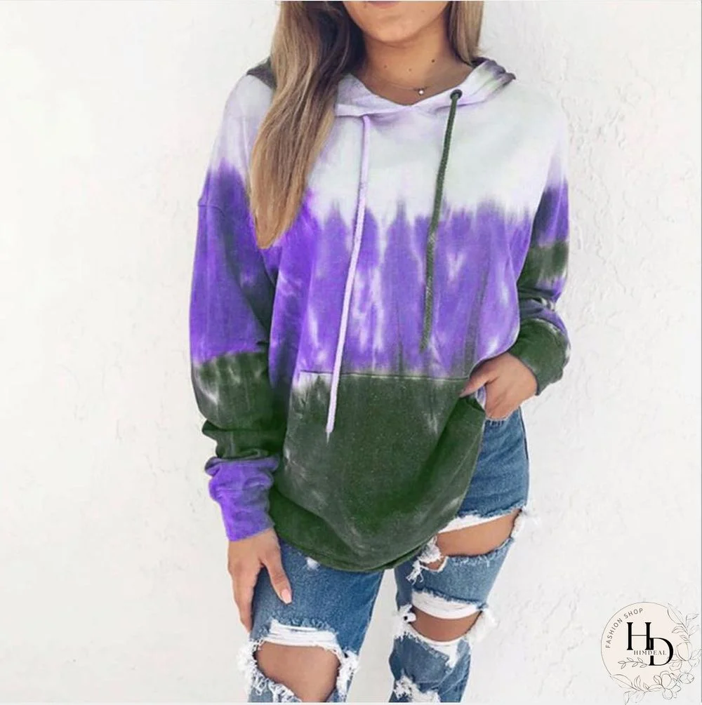 Fashion Gradient Printed Loose Hoodie