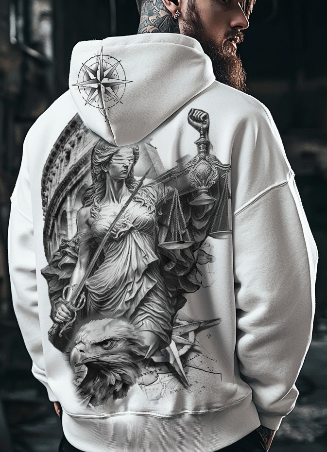 Unique Design Spartan Style Justitia Lady Justice Eagle Arena Totem Sports Hoodie
