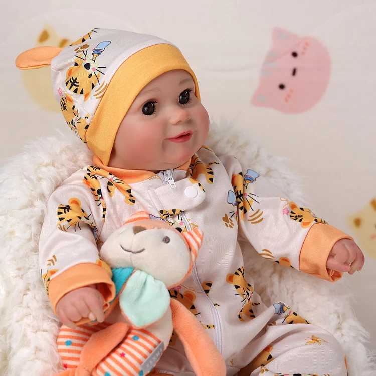 Babeside Maddy 20" realistische wiedergeborene Babypuppe mit offenen und geschlossenen Augen, bezauberndes Tigermädchen