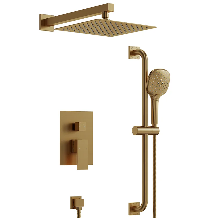 EVERSTEIN Modern Style Bathroom Shower System in Brushed Gold &lrm;SFS-1153-GD