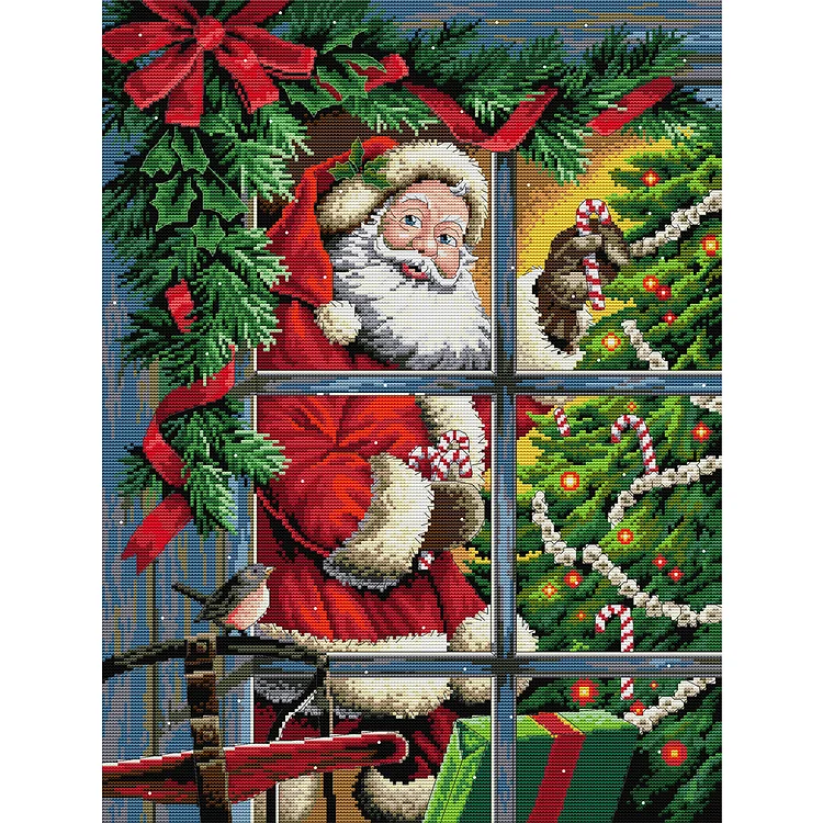 Joy Sunday Christmas Santa Claus 14CT Stamped Cross Stitch 44*55CM