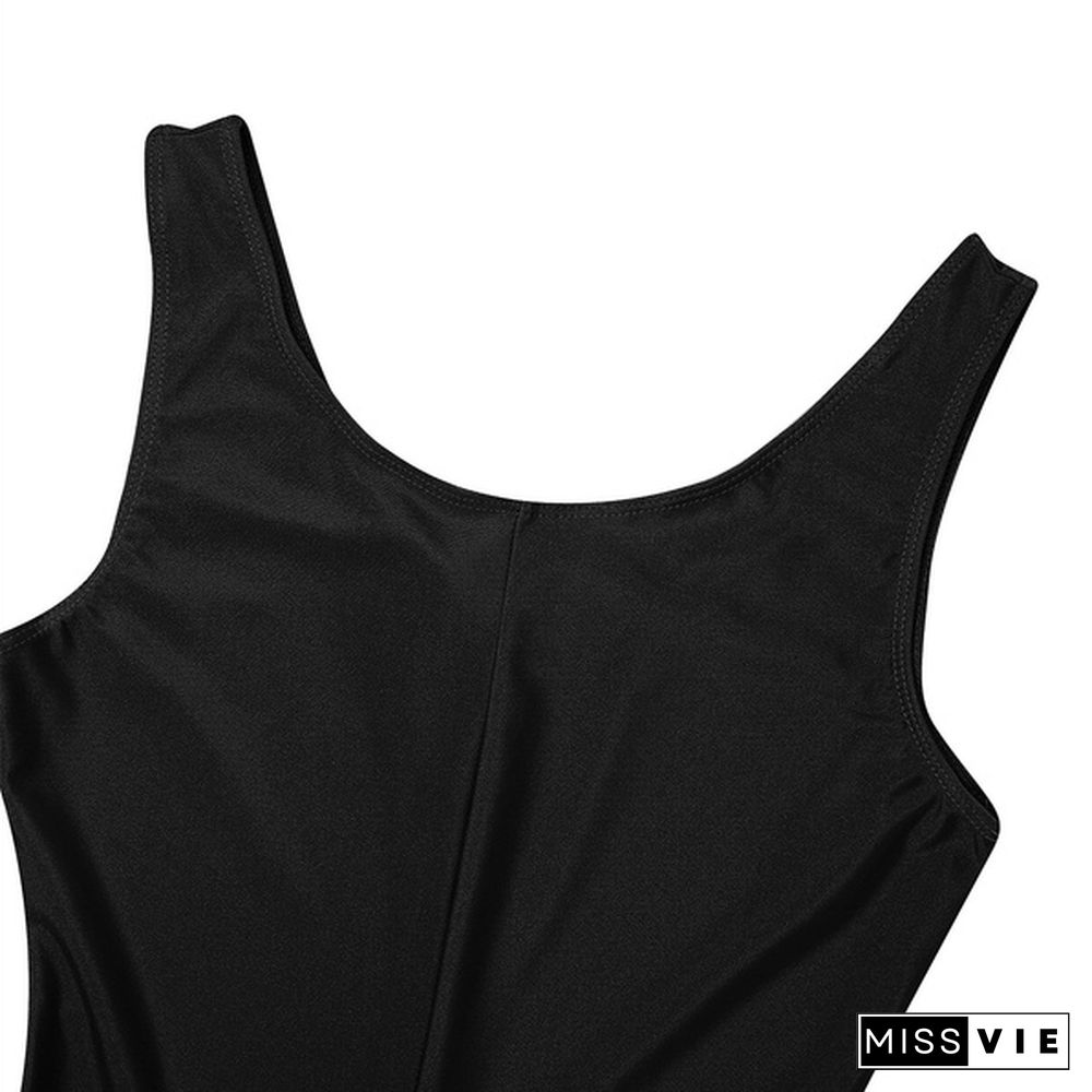 Women Footless Stretchy Solid Tank Unitard Yoga Dance Leotard Bodysuit Gymnastics Exercise Jumpsuit