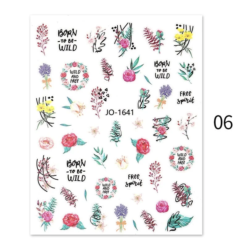 Geometric Lines Flowers Leaves 3D Nail Sticker Figure Woman Face Pattern Special Self Adhesive Nail Art Decals Manicures Sliders-Nail Inspo