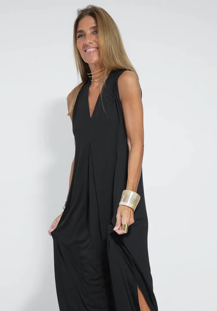 Ana Exclusive Maria Set of Long Slimming Dress and Vest Elevated Occasion Wear