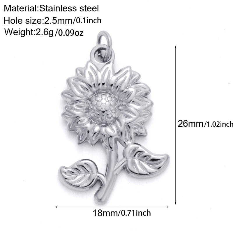 1 Piece 304 Stainless Steel Sunflower Compass Shark Pendant Jewelry Accessories