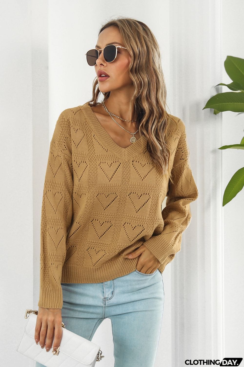 V-Neck Drop Shoulder Sweater
