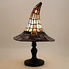 Resin Stained Glass Witch Hat Lamp USB Powered Gothic Wizard Hats Night Light Halloween Home Decor Accent Lamps for Home Office Dormitory Bar Decorate