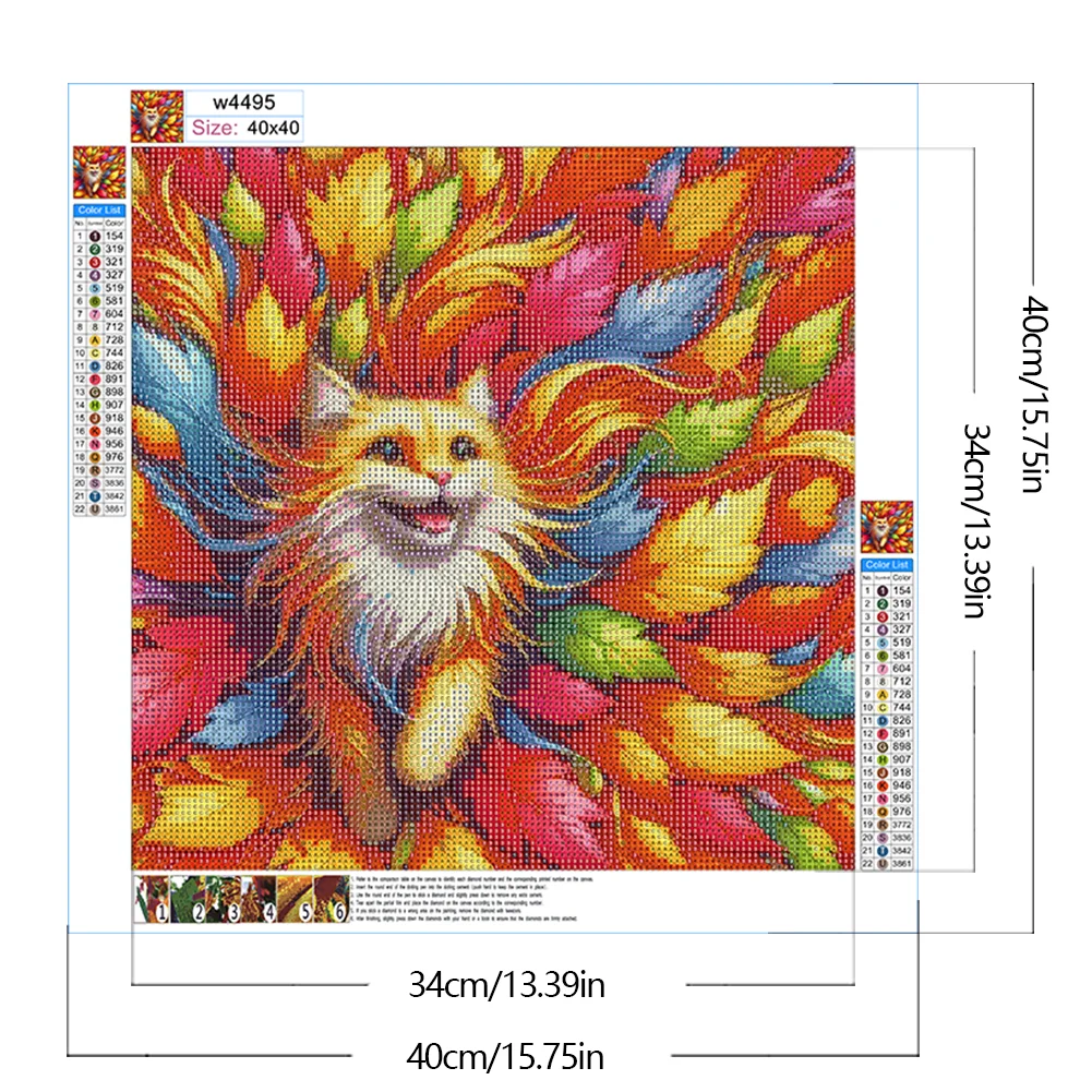 Diamond Painting - Full Round Drill - Leaf Orange Cat(Canvas|40*40cm)