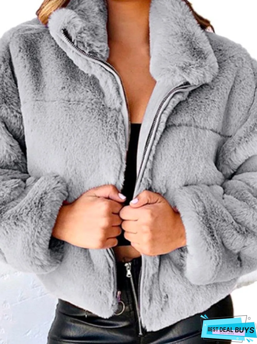 Zipper Cardigan Plush Warm Jacket