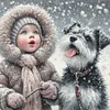 Girl With Puppy-11CT Stamped Cross Stitch 40*40cm/15.75*15.75in tapestrymarket