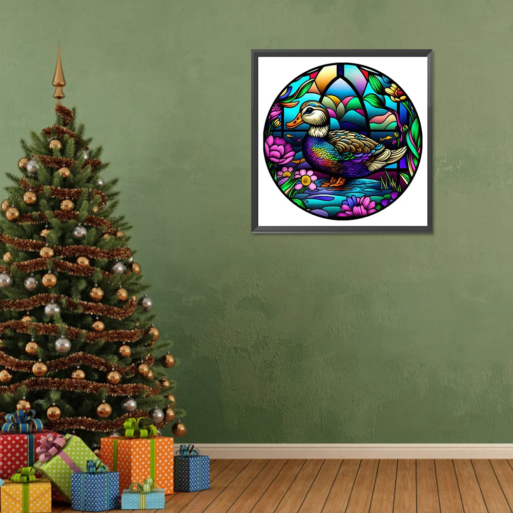 Diamond Painting - Full Round Drill - Stained Glass Duck(Canvas|30*30cm)