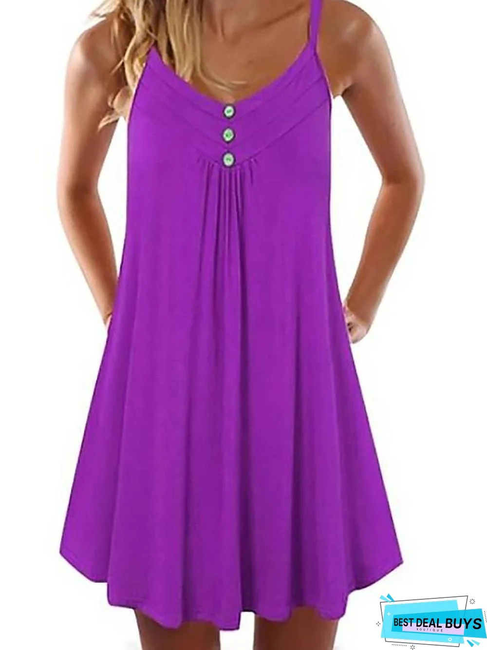 Women's Strap Dress Short Mini Dress - Sleeveless Solid Color Hot Black Purple Red-0218840 Black Dresses