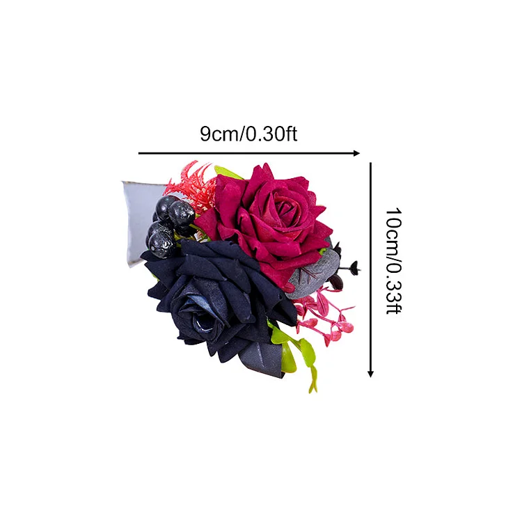 Angela Flower Black Burgundy Series Wrist Flower Bride And Groom Wedding Supplies A865404