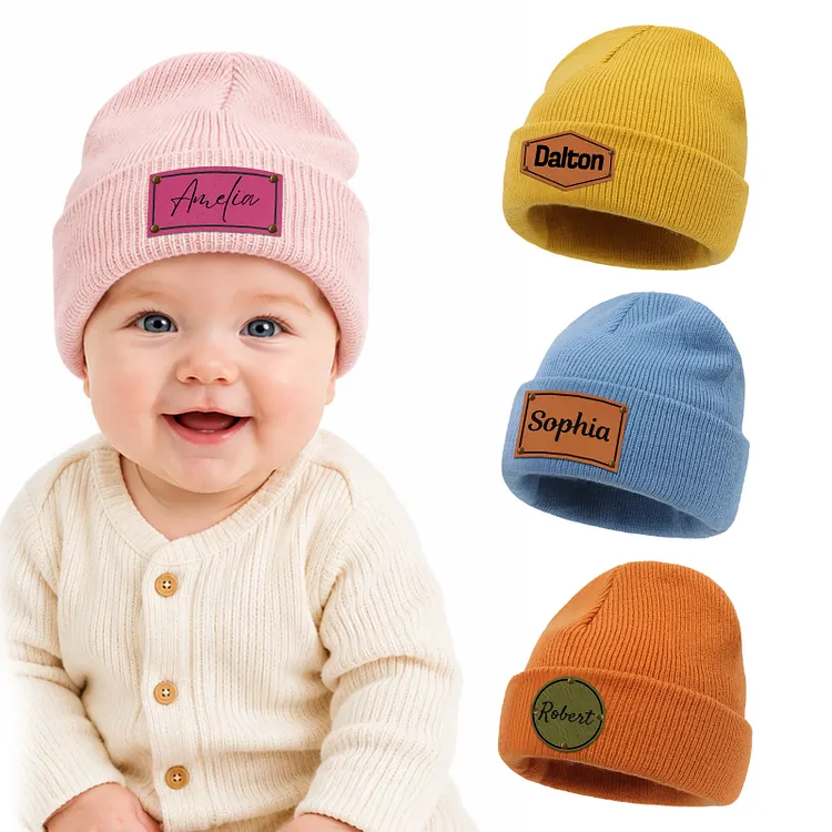 Custom Beanie Hats for Baby Boys Girls, Personalized Name Toddler Beanies