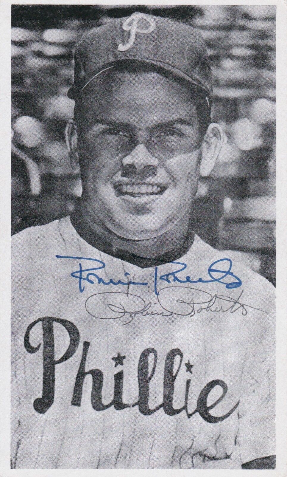 ROBIN ROBERTS hand-signed PHILADELPHIA PHILLIES young b/w closeup w/ UACC RD COA