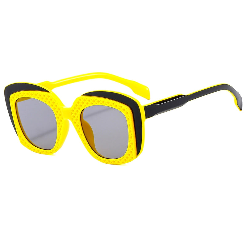 Retro Color Block Gradient Color Pc Square Full Frame Glasses