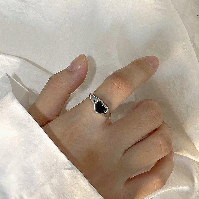 Black Heart Sterling Silver Ring