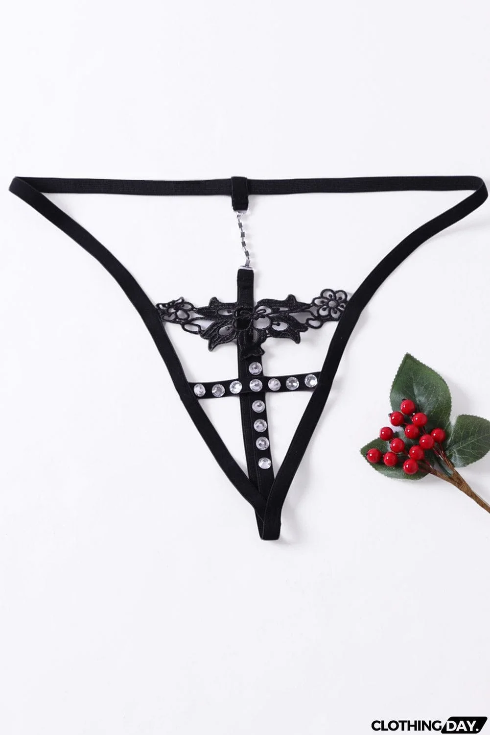 Timeless Elegance Peek-A-Boo Rhinestone G-string
