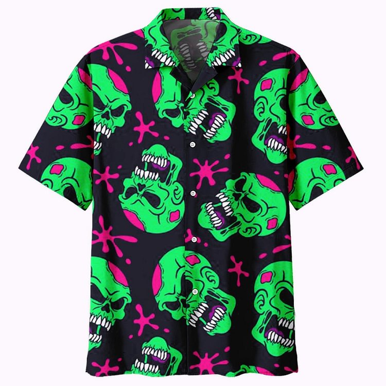 Zombie Skull Creative Print Fashion Casual Men's Shirt