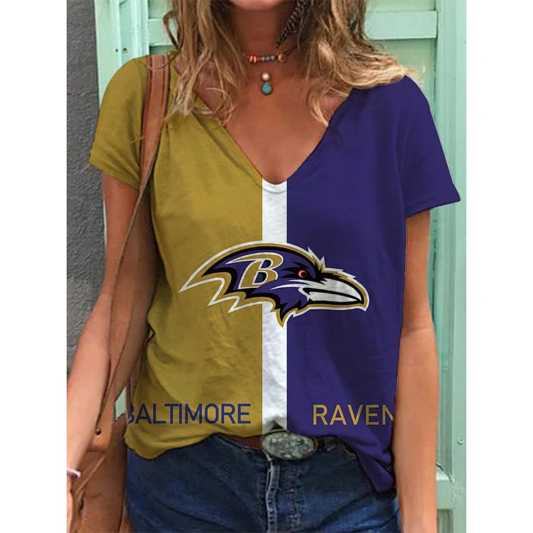Baltimore Ravens  Lightweight Short Sleeve V-Neck T-Shirt