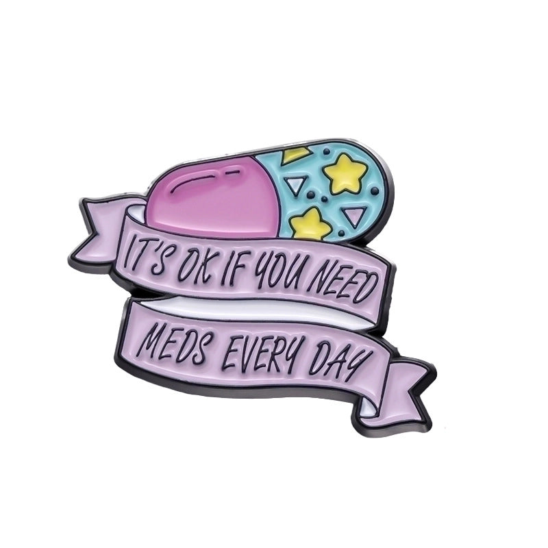 Cartoon Style Pin Capsule Medicine Bottle Alloy Stoving Varnish Unisex Brooches