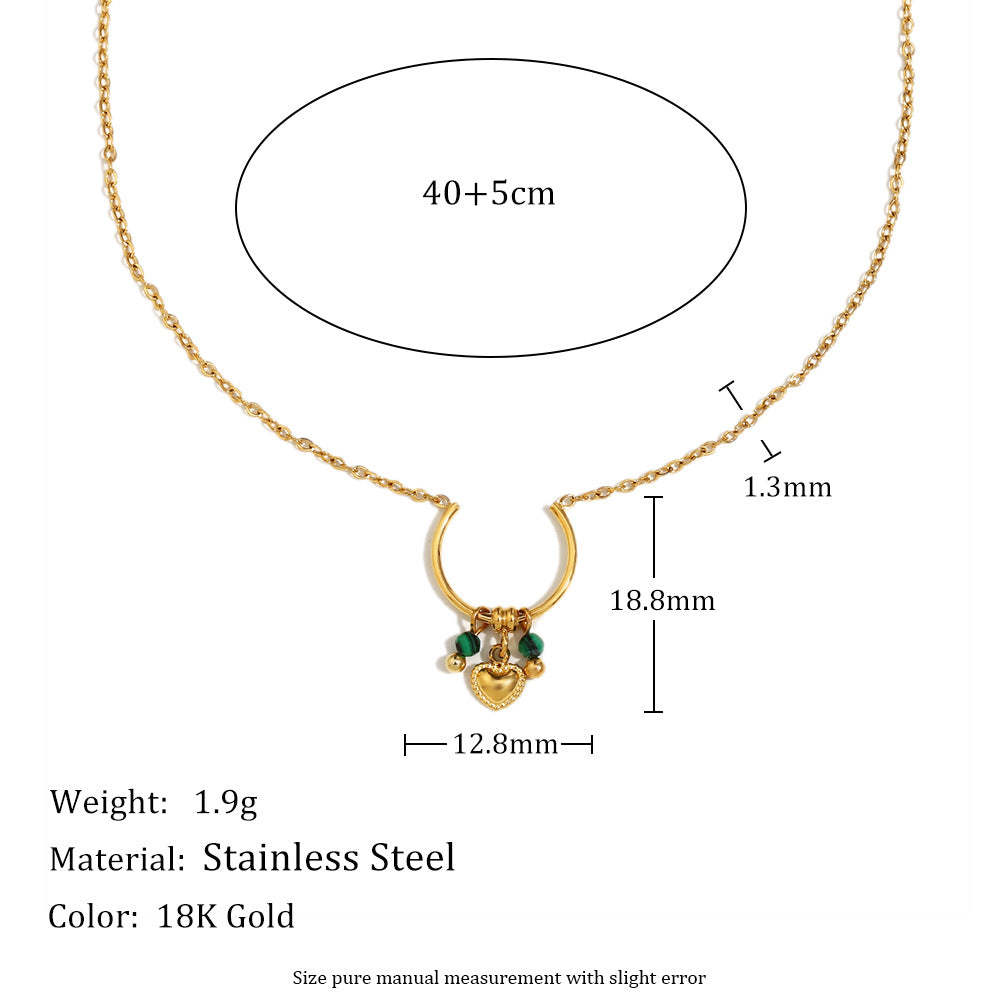 Small Exaggerated Design Stainless Steel 18K Gold Plated Coral Heart Seashell Ring Pendant Necklace