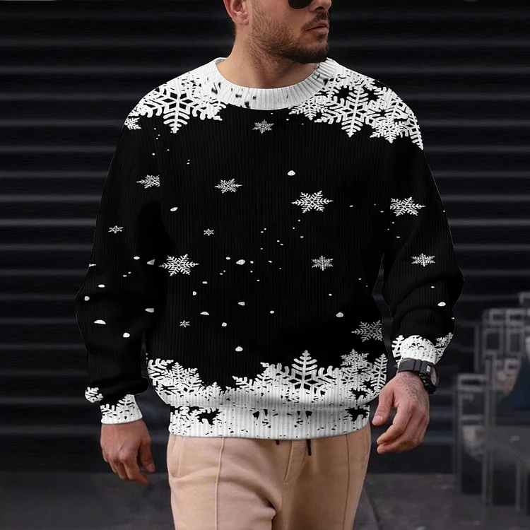 Men's Christmas Casual Printed Round-neck Sweater