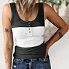 Gioiacombo&trade; Canotta da donna estiva filettata slim fit con cinturino largo