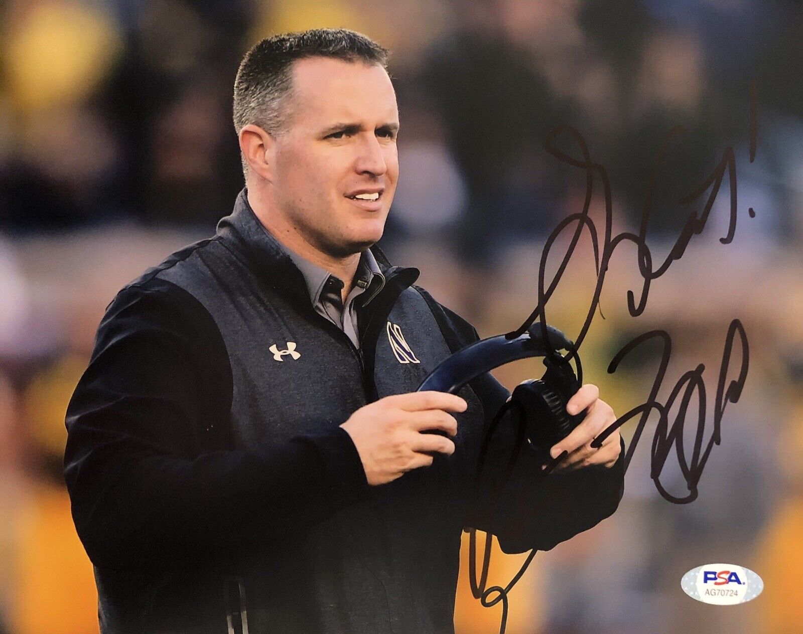 Pat Fitzgerald Signed Autographed Northwestern Wildcats 8x10 Photo Poster painting Psa/Dna