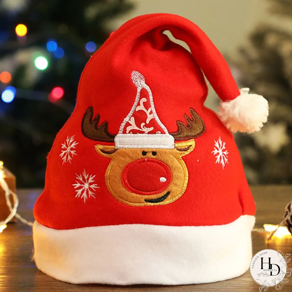 Khaki Fashion Patchwork Embroidered Christmas Hat
