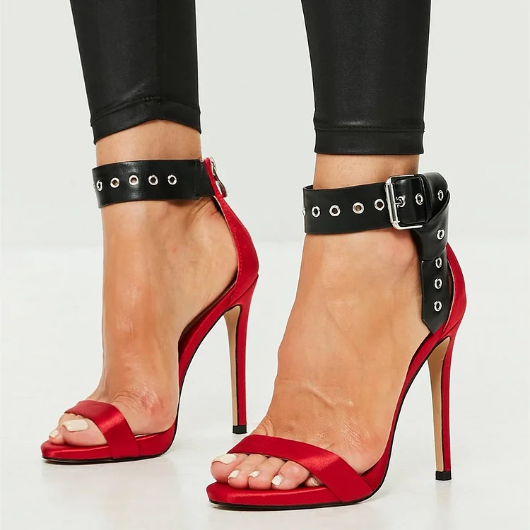 Red hot sale buckle heels