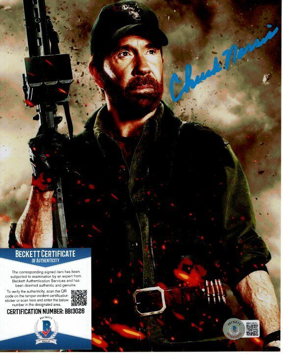 CHUCK NORRIS signed 8x10 THE EXPENDABLES 2 BOOKER Photo Poster painting Beckett BAS