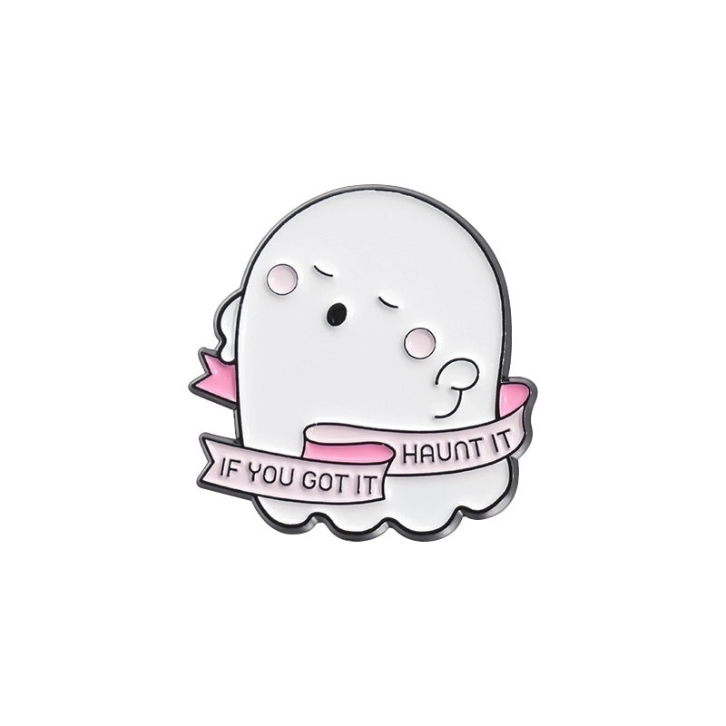 Cartoon Style Funny Cowboy Style Letter Ghost Alloy Stamping Stoving Varnish Plating Unisex Badge Brooches Collar Pin