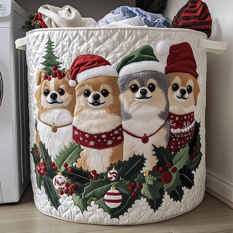Jolly Pomeranian Quilted Laundry Basket GFTOTP13106
