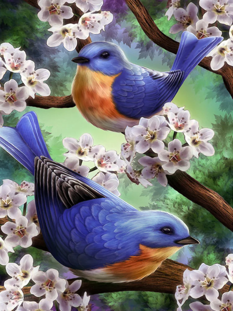 Diamond Painting - Full Round/Square Drill - Bird and Flower (30*40 - 50*60cm)