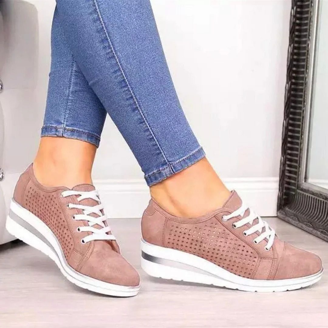 Women Hollow Out Creeper Casual Lace-up Sneakers