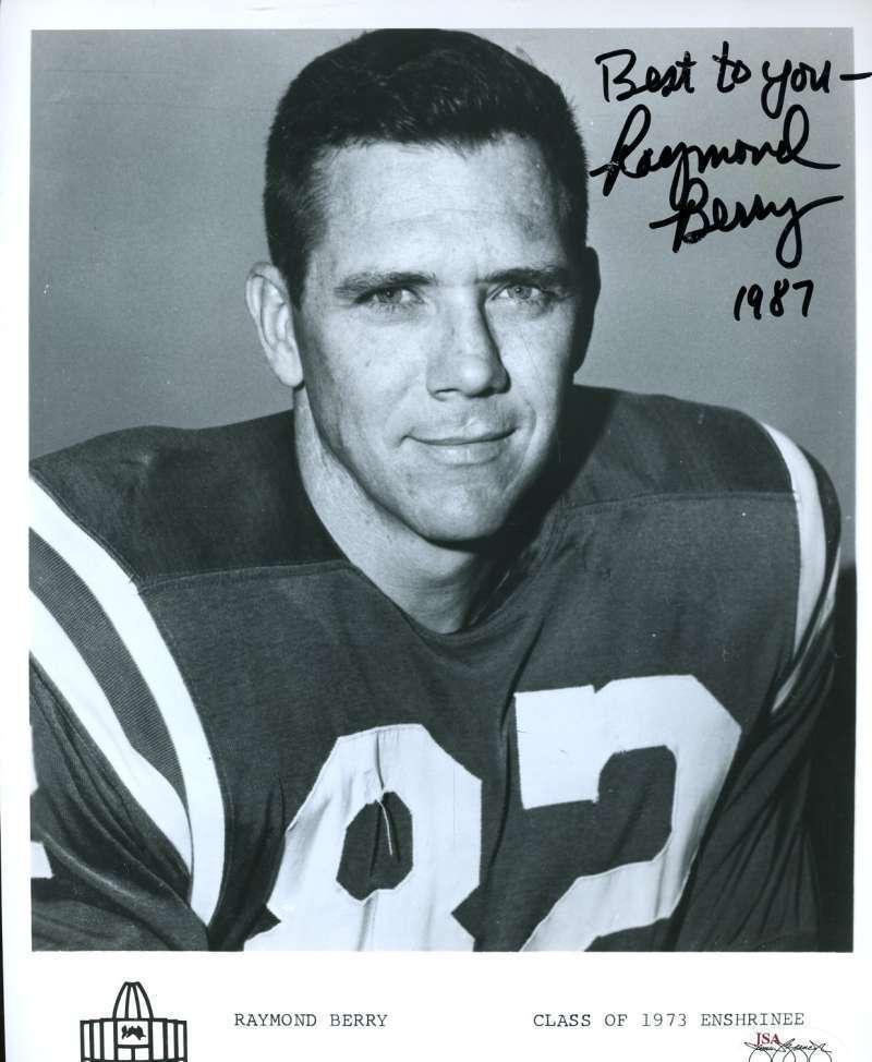 Raymond Berry Colts Signed Jsa Cert Sticker 8x10 Photo Poster painting Authenticated Autograph