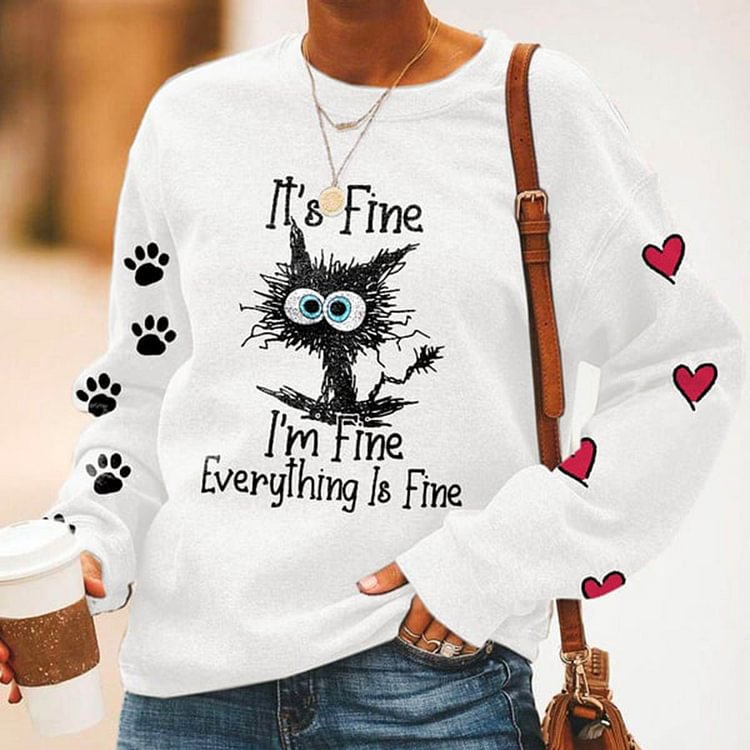 Comstylish Women's I'm Fine Everything Is Fine Print Sweatshirt