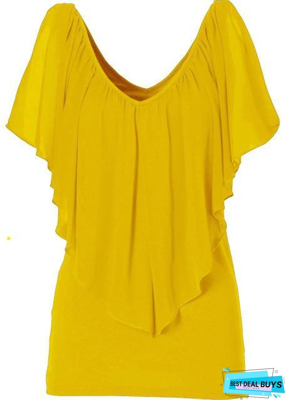 Women Sexy V Neck Cold Shoulder Ruffle Chiffon Solid Pleated Tops Plus Size Blouse Shirt