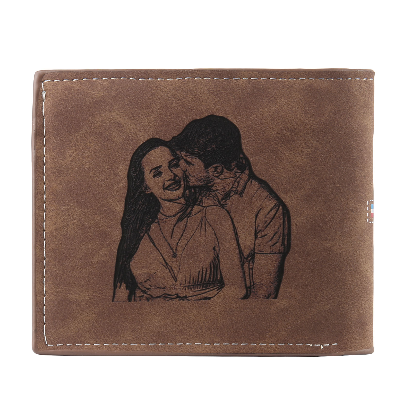 Portafoglio in PU pelle da uomo 1 nome 1 lettera e 1 foto personalizzabili regalo per uomo