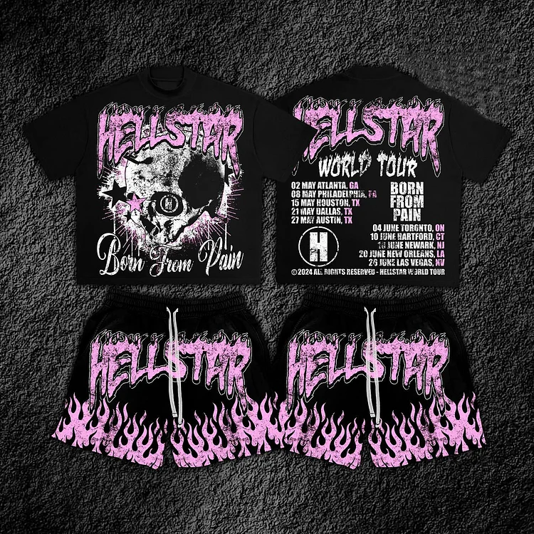 Personalized Hellstar Skull Graphic T-Shirt And Shorts Set